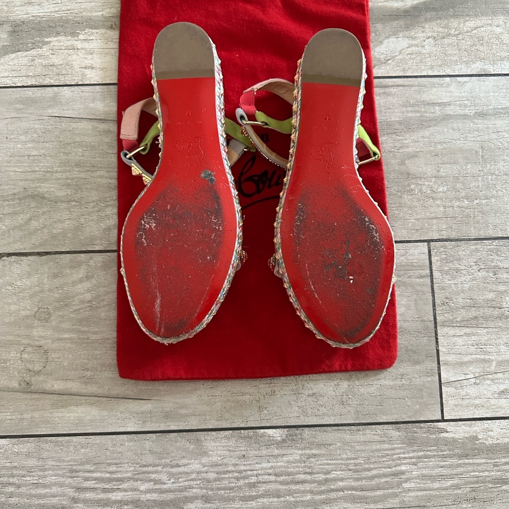 Christian Louboutin Pink Multicolor Platform Espadrille Sandals - Picture 3 of 3